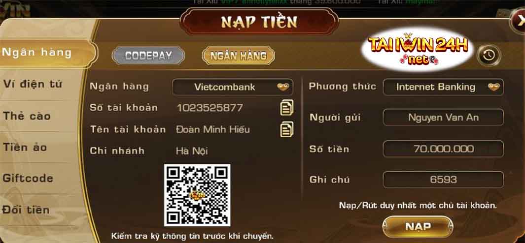 iwin không lưu thông tin ngân hàng người chơi