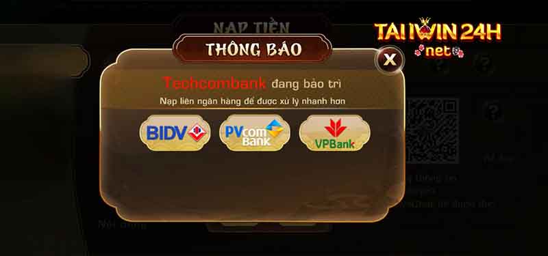 Một số lỗi giao dịch khi nạp tiền bằng ngân hàng Techcombank