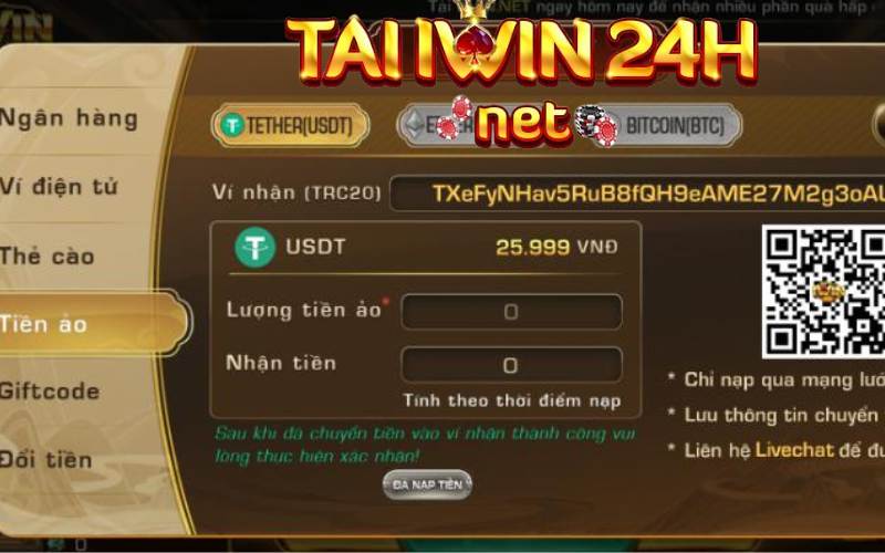 Nhập số lượng USDT mà các bác muốn nạp vào tài khoản của mình