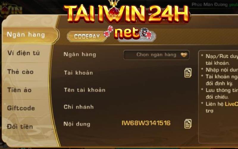 Những điều cần lưu ý khi nạp tiền chơi iWin